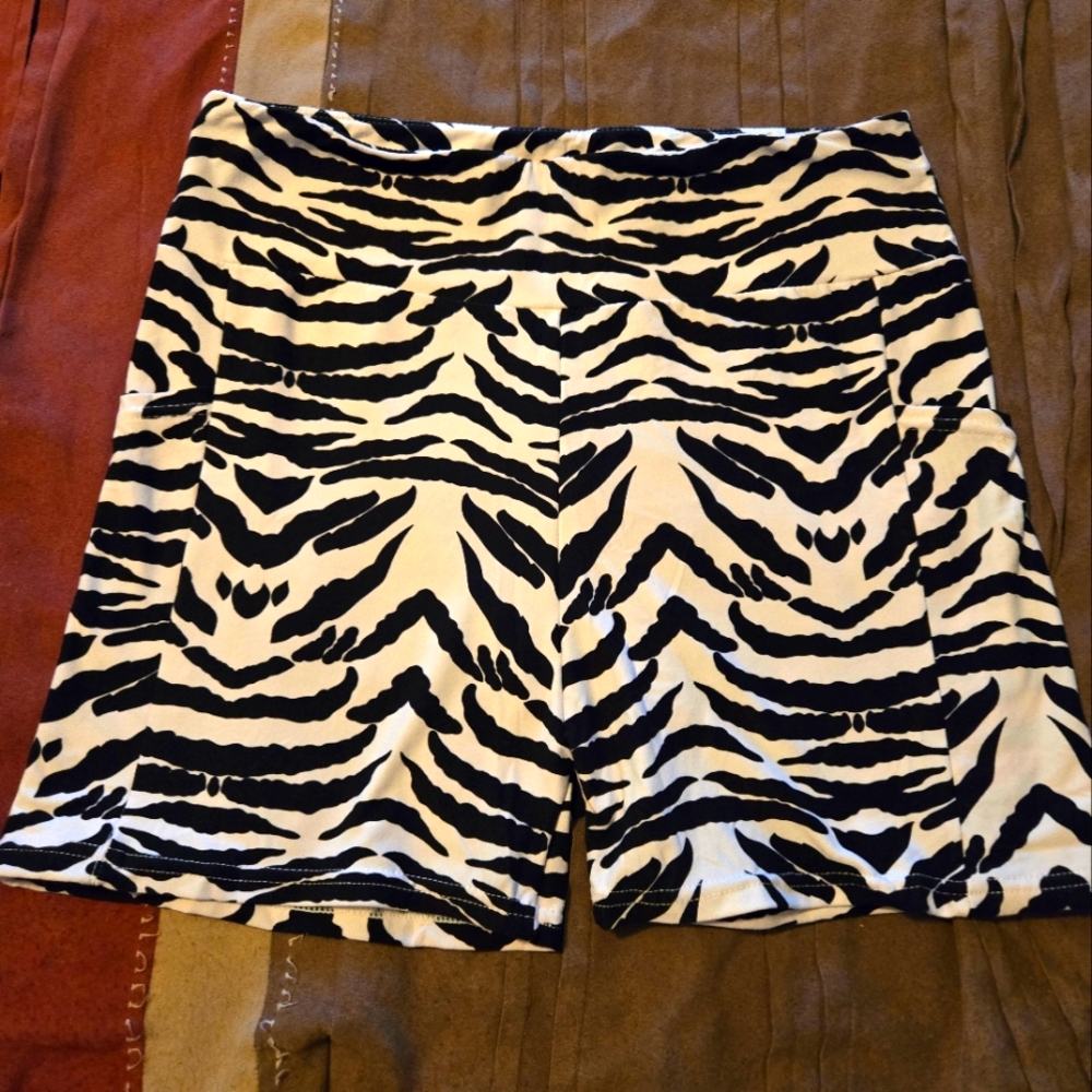 Zebra Print Women's Shorts With Side Pockets.